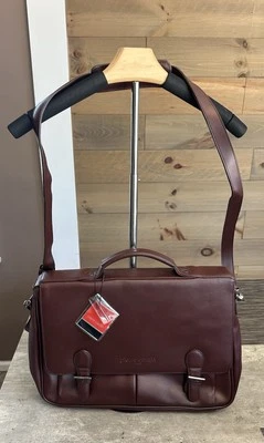 Pierre Cardin Brown Leather Briefcase Attache Crossbody Case Bag Tote - Image 1 of 4