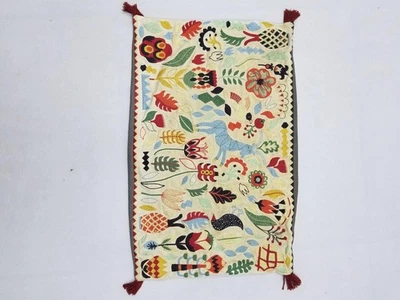 Vintage Traditional Folk Art Embroidered Pillow Cover 62x43cms - Image 1 of 4