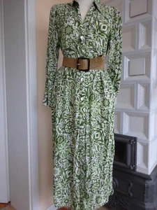 Zara Hemdblusen Kleid Kimono Gr M 38 Viskose Grün Blumen Muster Floral w.Neu - Bild 1 von 4