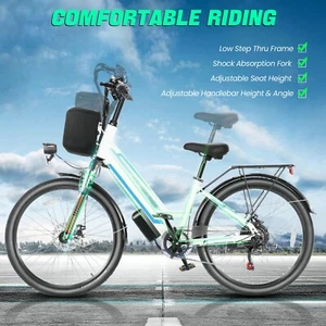 Electric Bike 500W 48V Cruiser Ebike 26" Commuter Bicycle Low Step Thru Ebikes🌟 - Picture 1 of 9