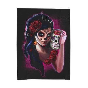 Dia De Los Muertos Sugar Skull Day of The Dead Halloween Gift Velveteen Blanket - Picture 1 of 13