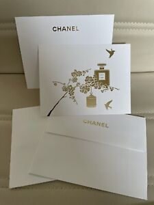 Coco Chanel Set Lot 2 Vip Holiday Greeting Postcards cards envelopes Gold Logo