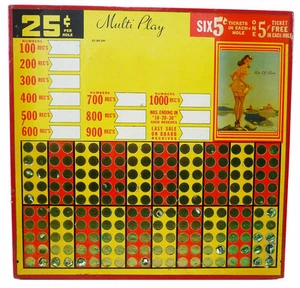Vintage "SLIP OFF SHORE" Elvgren PUNCH CARD Game 1940's PIN-UP GIRL Stockings - Picture 1 of 4