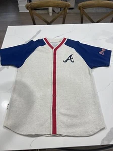 Genuine Merchandise Mirage Button Down Vintage Jersey Mens Large Braves - Picture 1 of 12