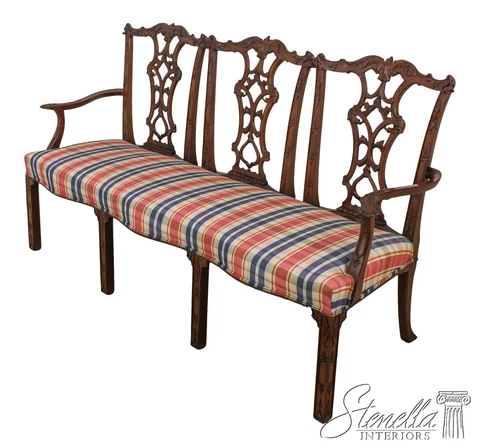 L59735EC: English Antique Fine Quality Chippendale Triple Settee Cover