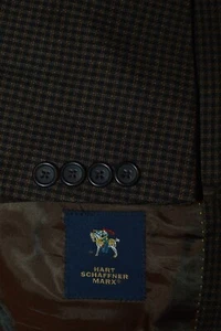 44R HART SCHAFFNER MARX Men's Brown Guncheck Imported Wool Sports Coat - Picture 1 of 16