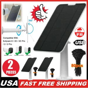 2PCS 4W Solar Panels for Eufy Eufycam Cam E/2C/E/2 Pro 13ft Power Cable - Picture 1 of 12