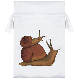 'Snail Mother & Baby' Satin Drawstring Bag/Pouch (SB038607)