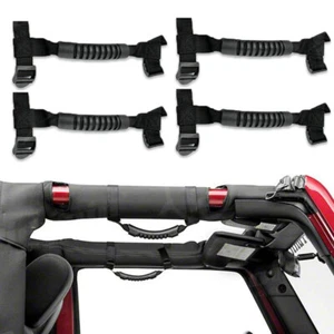 4 empuñaduras de barra antivuelco superior negra para Jeep Wrangler YJ TJ JK JL 4 puertas - Imagen 1 de 24