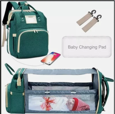 Bolsa de pañales Mochila con cambiador Mochila para bebé Bolsa de pañales Puerto Verde Foto 1 de 4