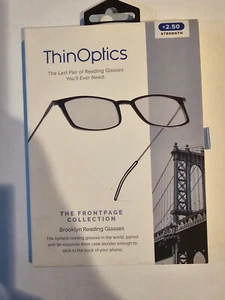 ThinOptics - Brooklyn 2.5 Strength Glasses with Milano Case - Black - Picture 1 of 3