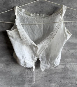 Antique 1890s Authentic Victorian White Delicate Frill Floral Lace Blouse Sz M/L - Picture 1 of 6