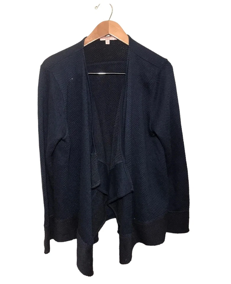 Cárdigan Suéter Calypso St. Bart Frente Abierto Drapeado Grande Asimétrico Azul Foto 1 de 4