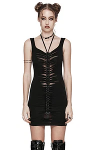 Punk Rave Kleid Zodiac Minikleid Gothic Rip Torn schwarz kurz - Bild 1 von 6