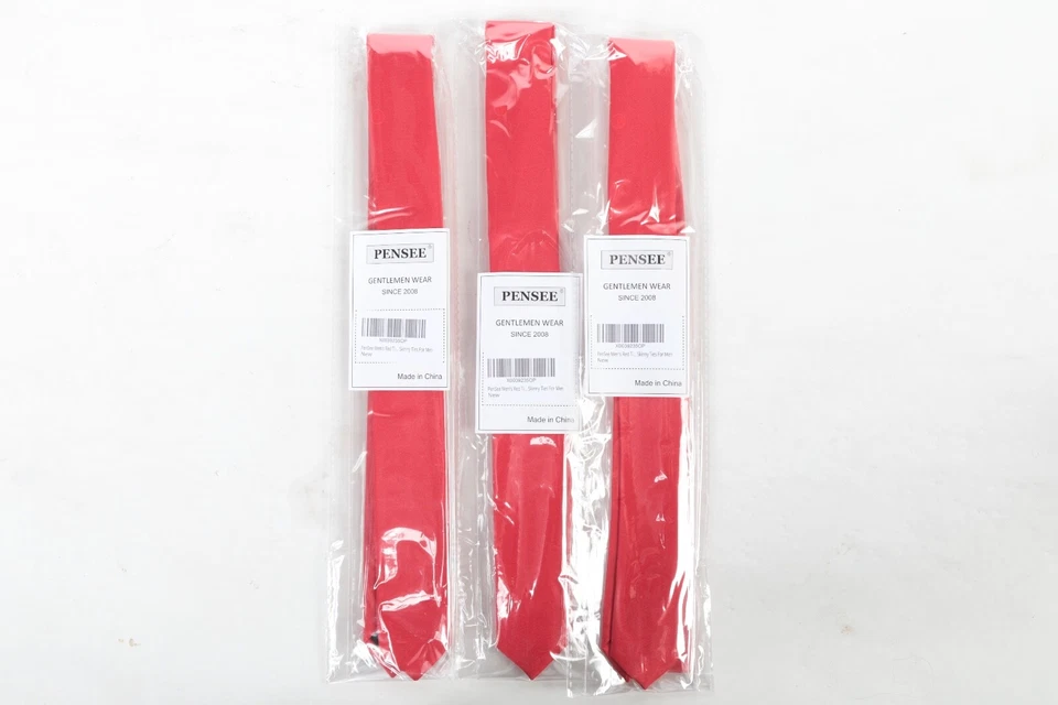 4 Pensee Men'S Ties Solid Black 1.58" Plain Slim Necktie Skinny Ties