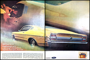 PRINT AD 1968 1969 Ford Torino GT SportsRoof Yellow Classic Muscle Car 2 pg