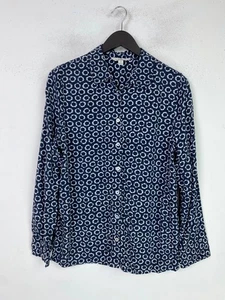 M&S Collection Navy Circle Print Shirt Collared Button Front Long Sleeve UK 12 - Picture 1 of 14