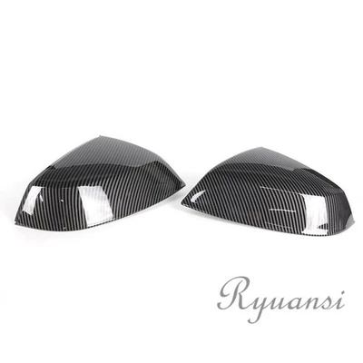 2X Carbon Fiber Side Mirror Cover Cap Replace For Audi Q5 SQ5 Q7 SQ7 2018-2025 - Image 1 of 3