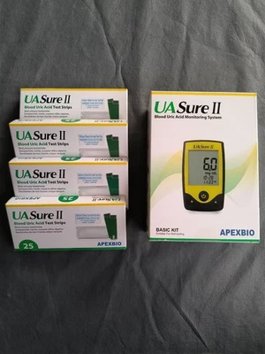 UASure II Uric Acid Meter Kit + Strips (100/75/50/25) Gout Test Tool - Image 1 of 4