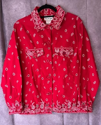 Quacker Factory Red Bandana Paisley Beaded Western Jacket Size S Embellished - Image 1 of 4