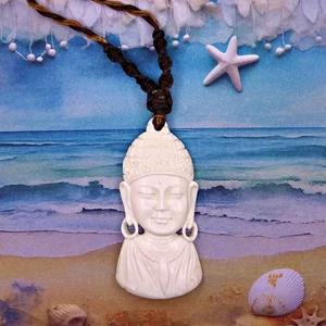 Collana in corda intrecciata con ciondolo Buddha asiatico amuleto sacro - Foto 1 di 3