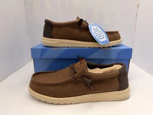 Hey Dude Wally Waxed Canvas Walnut Brown Men's Loafer Shoes - Water Repellent - Picture 1 of 8
