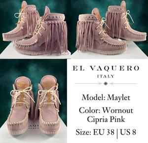El Vaquero | Maylet | Wornout Cipria- Sz 38 Women’s Lace Up Suede Moccasin Boots - Picture 1 of 12
