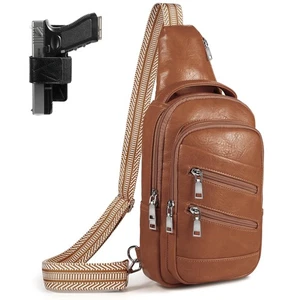 Conceal Carry Sling Bag - Virgan Leather Sling Backpack Pack Crossbody Chest... - Bild 1 von 5