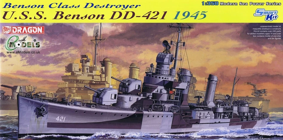 U.S.S.Benson Dd-421 Benson Class Destroyer 1945 (Smart Kit) 1:3 50 Model Kit Foto 1 de 1