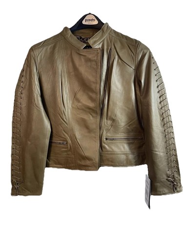 VETEMENTS Giacca pelle oro velluto mezzanotte donna L elegante e moderna nuova ✨