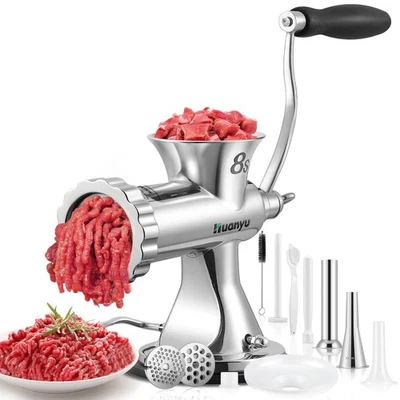 Molinillo de carne manual con 2 manivela de relleno de salchichas de acero inoxidable... Foto 1 de 4