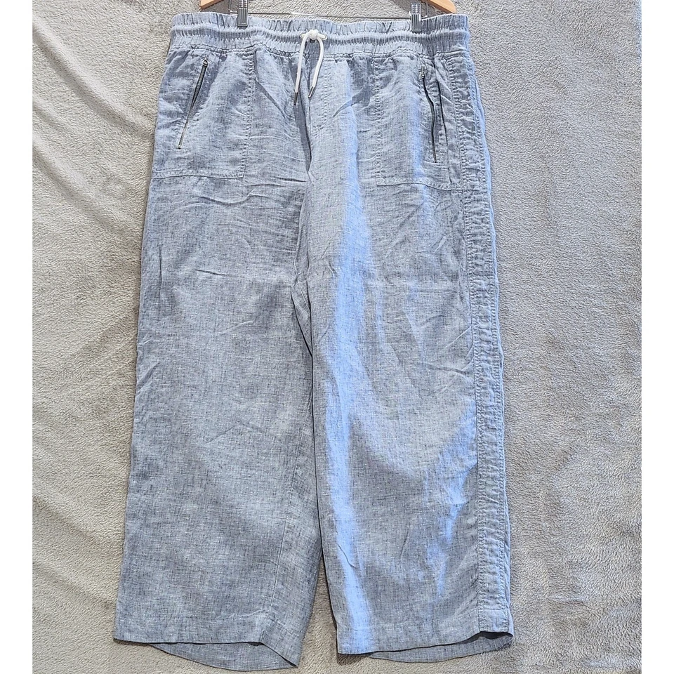 Pantalones de pierna ancha de lino Athleta azul Cabo para mujer talla 20 Beach Coastal Resortwear Foto 1 de 4