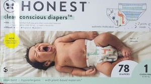 Pannolini Honest Company Clean Conscious taglia 1 (8-14 libbre) 78 pezzi 2 disegni - Foto 1 di 3