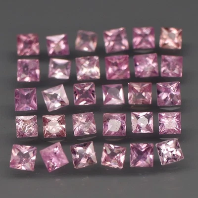 Princess Cut 2.3 至 2.6 毫米 仅加热! 粉色蓝宝石完美切割 30 件 / 3.00 克拉 — 第 1/4 张图片
