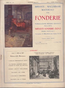 CATALOGO IMPIANTI MACCHINARI PER FONDERIE 1929 FONDERIE OLIVO FIERA DI MILANO - Imagen 1 de 1