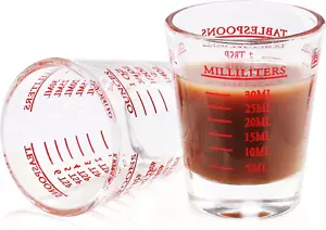 Shot Glass Measuring Cup, 2PCS Measuring Shot Glasses, Thick Base Liquid Measuri - Picture 1 of 12