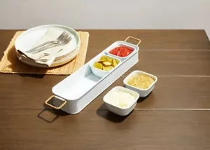 Better Homes & Gardens White Galvanized Rectangular Condiment Tray, 17.44" x 4.5 - Picture 1 of 5