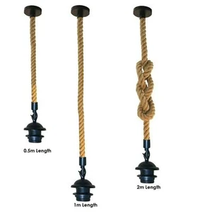 E27 Halter Vintage Retro Hanfseil Pendelleuchte Deckenleuchte Dicor Seil 0,5M/1M/2M - Bild 1 von 17
