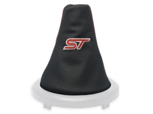 FORD FIESTA MK5 2002-2008 CUFFIA LEVA CAMBIO PELLE NERA RICAMO ST ROSSO - Foto 1 di 2