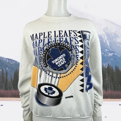 Vintage Toronto Maple Leafs Sweatshirt Crewneck Size L 90s NHL Big Graphic Cool Cover