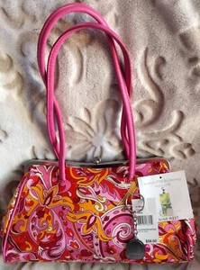 NINE WEST KALEIDOSCOPE SATEEN FUSCHIA PAISLEY  HANDBAG SHOULDER BAG PURSE NWT - Picture 1 of 7