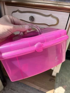 VTG Caboodles Pink Purple Make Up Storage Organizer Hard Case Mirror - Picture 1 of 9