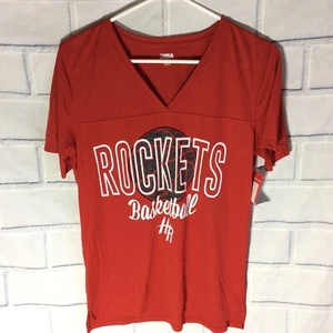 NBA Houston Rockets Women's V-Neck Tee Large Red Short Sleeve New With Tags (Ad) - Picture 1 of 5