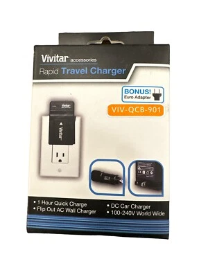 Vivitar Rapid Travel Charger - Compatible w/ Olympus, Pentax, Nikon, Sony, Ricoh - Image 1 of 3