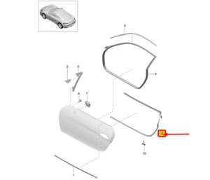 Sello de goma para puerta interior delantera derecha PORSCHE 718 CAYMAN 982 98153737803 NUEVO GENUINO - Imagen 1 de 2