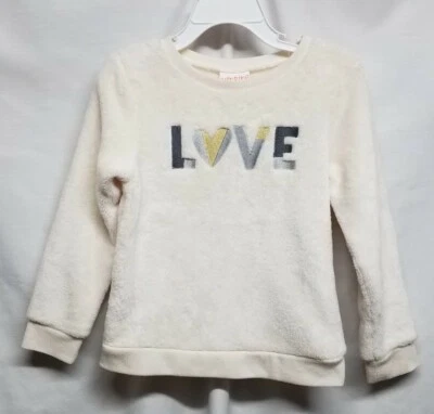 Jumping Beans Soft Ivory Faux Fur Girls Shirt Top Size 4T "LOVE"  - Image 1 of 4