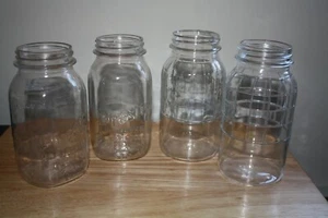 Lot (4) Clear Quart~2 Presto Screw Top + 2 Unknown Mason Canning Fruit Jars - Picture 1 of 7