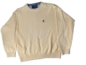 TOMMY HILFIGER Sweater Yellow Knit Crew Neck Pull Over Crest Logo Men’s XL - Picture 1 of 16