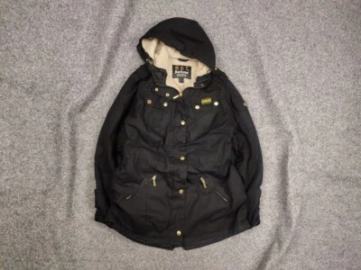 Abrigo encerado parka volante Barbour International chaqueta de piel negra Foto 1 de 4