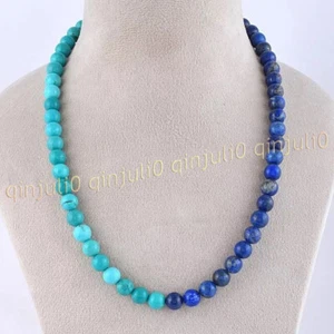 Collana perle tonde pietre preziose lapislazzuli turchese naturale 14-100 pollici 6-12 mm - Foto 1 di 10